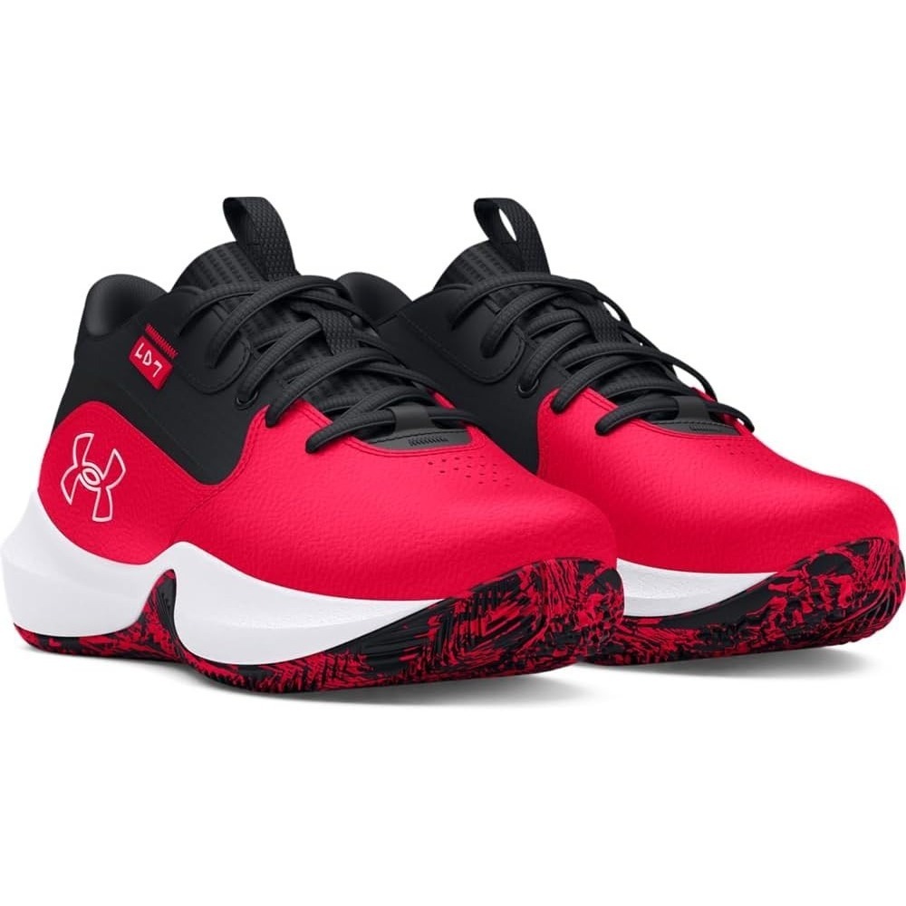 Under Armour Size 3Y Kids Basketball Shoes Lockdown 7 Red Black 3028514-600